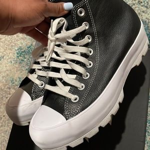 Converse leather lugged sneakers.